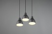 Immagine di Lampadario Sospensione Rotonda Base Legno 3 Pendel Cono Nero Henley Trio Lighting