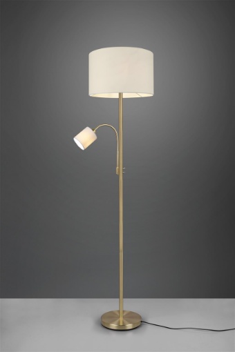 Picture of Piantana Hotel Stelo Lineare Ottone con Spot Lettura e Paralume Tessuto Crema Trio Lighting