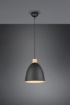 Immagine di Sospensione Cucina Jagger Cupola Metallo Nero Inserto Legno Trio Lighting