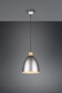 Immagine di Lampada Sospensione Cucina Jagger Metallo Nichel Inserto Legno Trio Lighting