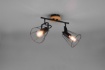 Immagine di Faretto 2 Spot Orientabili Jaipur Industriale Gabbia Nera con Base Legno Trio Lighting