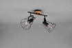 Immagine di Faretto 2 Spot Orientabili Jaipur Industriale Gabbia Nera con Base Legno Trio Lighting