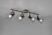 Immagine di Faretto 4 Spot Orientabili Jaipur Industriale Vintage Nero E Legno Trio Lighting