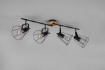 Immagine di Faretto 4 Spot Orientabili Jaipur Industriale Vintage Nero E Legno Trio Lighting