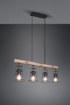 Immagine di Sospensione Barra Legno 4 Luci Jaipur Industriale Vintage Nero Trio Lighting