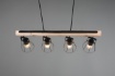 Immagine di Sospensione Barra Legno 4 Luci Jaipur Industriale Vintage Nero Trio Lighting