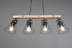 Immagine di Sospensione Barra Legno 4 Luci Jaipur Industriale Vintage Nero Trio Lighting