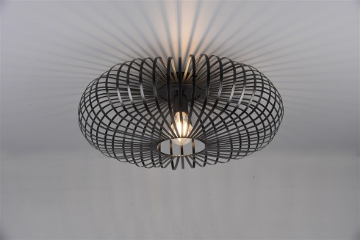 Immagine di Plafoniera Nera Gabbia Aperta Curva Nera Johann Ø50 cm Trio Lighting