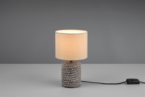 Immagine di Lumetto Contemporaneo Ceramica Paralume Tessuto Beige Mala Trio Lighting