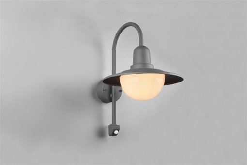 Immagine di Applique Vintage Braccio Curvo Sensore Movimento IP44 Norman Antracite Trio Lighting