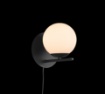 Immagine di Applique da Parete Nero Paralume Sfera Vetro Bianco Pure Trio Lighting