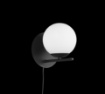 Immagine di Applique da Parete Nero Paralume Sfera Vetro Bianco Pure Trio Lighting