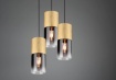 Immagine di Lampadario Rotondo 3 Luci Cilindro Ottone Vetro Fumé Robin Trio Lighting