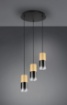 Immagine di Lampadario Rotondo 3 Luci Cilindro Ottone Vetro Fumé Robin Trio Lighting