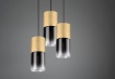 Immagine di Lampadario Rotondo 3 Luci Cilindro Ottone Vetro Fumé Robin Trio Lighting