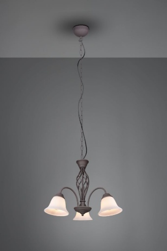 Immagine di Lampadario Rustico Ruggine 3xE14 Coppe Vetro Bianco Rustica Trio Lighting