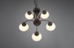 Immagine di Lampadario Sospensione Rustica 5 Luci Ruggine Coppe Vetro Bianco Trio Lighting