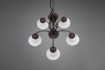 Immagine di Lampadario Sospensione Rustica 5 Luci Ruggine Coppe Vetro Bianco Trio Lighting