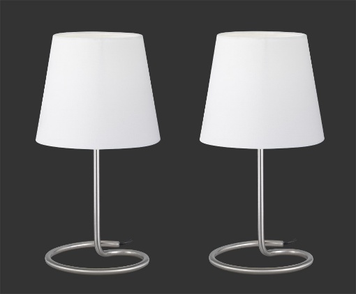 Immagine di Set Due Lumetti Moderni Nichel Paralume Bianco Twin Trio Lighting