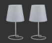 Immagine di Set Due Lumetti Moderni Nichel Paralume Grigio Twin Trio Lighting