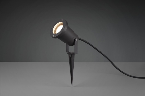 Immagine di Faretto Proiettore Esterno Orientabile Ubangi Nero Con Picchetto GU10 IP65 Trio Lighting