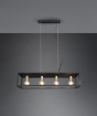 Immagine di Sospensione Rettangolare 4 Lampadine a Vista Cornice Metallo Nero Vito Trio Lighting