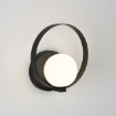 Immagine di Applique Nera Decorativa Halo Led CCT Sfera Vetro Bianco Opale ACB