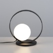 Immagine di Lumetto Led CCT Halo Nero Design Moderno con Paralume Sfera Vetro Bianco ACB