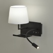 Immagine di Applique Hold Nero con Paralume Bianco E27+Spot Led Orientabile Lato Sinistro ACB