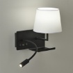 Immagine di Applique Hold Nero con Paralume Bianco e Spot Led Lato Destro con Usb ACB