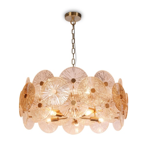 Immagine di Lampadario Design Oro Dischi Vetro 10 Luci Aster Ø80 cm Maytoni