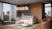 Immagine di Lampadario Design Lineare Dischi Vetro Decorativo Oro 8 Luci Aster Maytoni