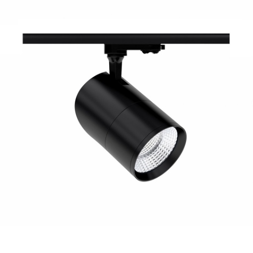 Immagine di Faretto Orientabile Da Binario Trifase Aston Led 20w Nero Con Switch CCT Beneito