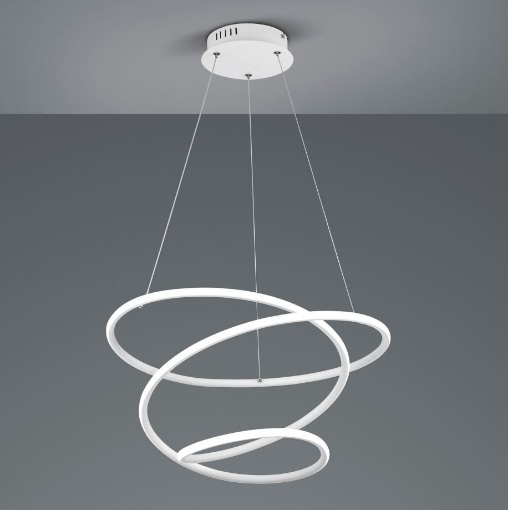 Immagine di Lampadario Led 36w Dimmer 4000k Moderno Vortice Bologna Bianco Trio Lighting