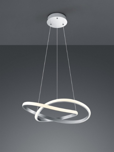 Immagine di Lampadario Design Moderno Course Nichel Led Dimmer 4000k Ø60 cm Trio Lighting