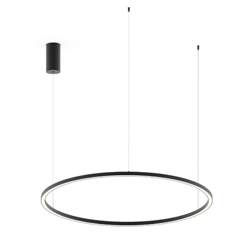 Immagine di Lampadario Hoop 120 cm Grande Anello Nero Led CCT 60w Luce Ambiente Design