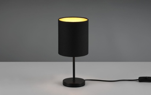 Immagine di Lumetto Tavolo Jerry Nero Oro Paralume Cilindro Ø13 cm Trio Lighting