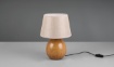 Immagine di Grande Lume Tavolo Base Effetto Legno Paralume Tessuto Beige Luxor Trio Lighting