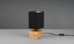 Immagine di Lumetto Quadrato Woody Base Legno Paralume Tessuto Nero Trio Lighting