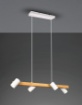 Immagine di Lampada Sospensione Lineare Legno 4 Spot Cilindrici Orientabili Bianco Marley Trio Lighting