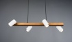 Immagine di Lampada Sospensione Lineare Legno 4 Spot Cilindrici Orientabili Bianco Marley Trio Lighting