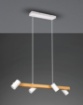 Immagine di Lampada Sospensione Lineare Legno 4 Spot Cilindrici Orientabili Bianco Marley Trio Lighting