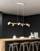 Immagine di Lampada Sospensione Lineare Legno 4 Spot Cilindrici Orientabili Bianco Marley Trio Lighting