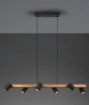 Immagine di Lampadario Isola Legno 6 Spot Neri Cilindrici Orientabili Marley Trio Lighting