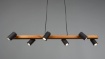 Immagine di Lampadario Isola Legno 6 Spot Neri Cilindrici Orientabili Marley Trio Lighting