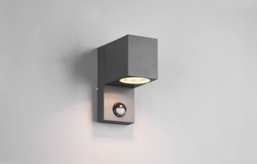 Immagine di Applique Cubo Roya Antracite Sensore Movimento Integrao IP44 Trio Lighting