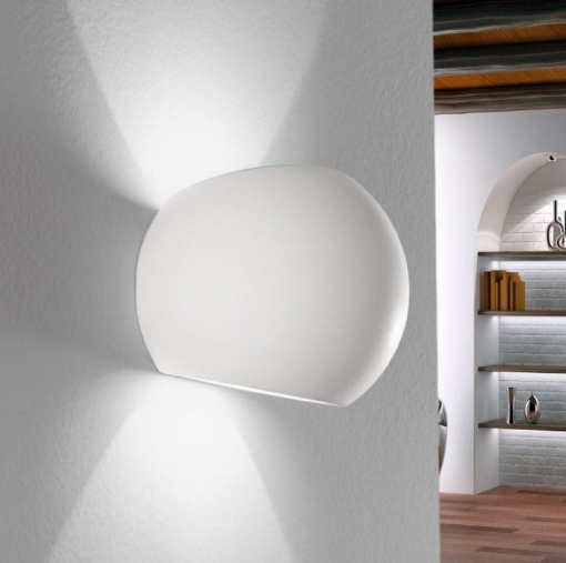 Immagine di Applique Sfera Gesso Bianco Verniciabile Luce Sopra e Sotto