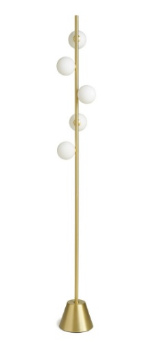 Picture of Lampada Terra Oro Moderna 5 Sfere Vetro Bianco Pomì H170 cm Miloox