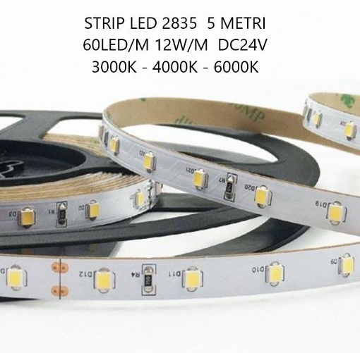 Immagine di Strip Led 2835 Bobina 5 mt 12w/m 60Led/m DC24V IP20