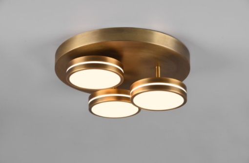 Immagine di Lampada Soffitto 3 Dischi Led Franklin Ottone Invecchiato Trio Lighting